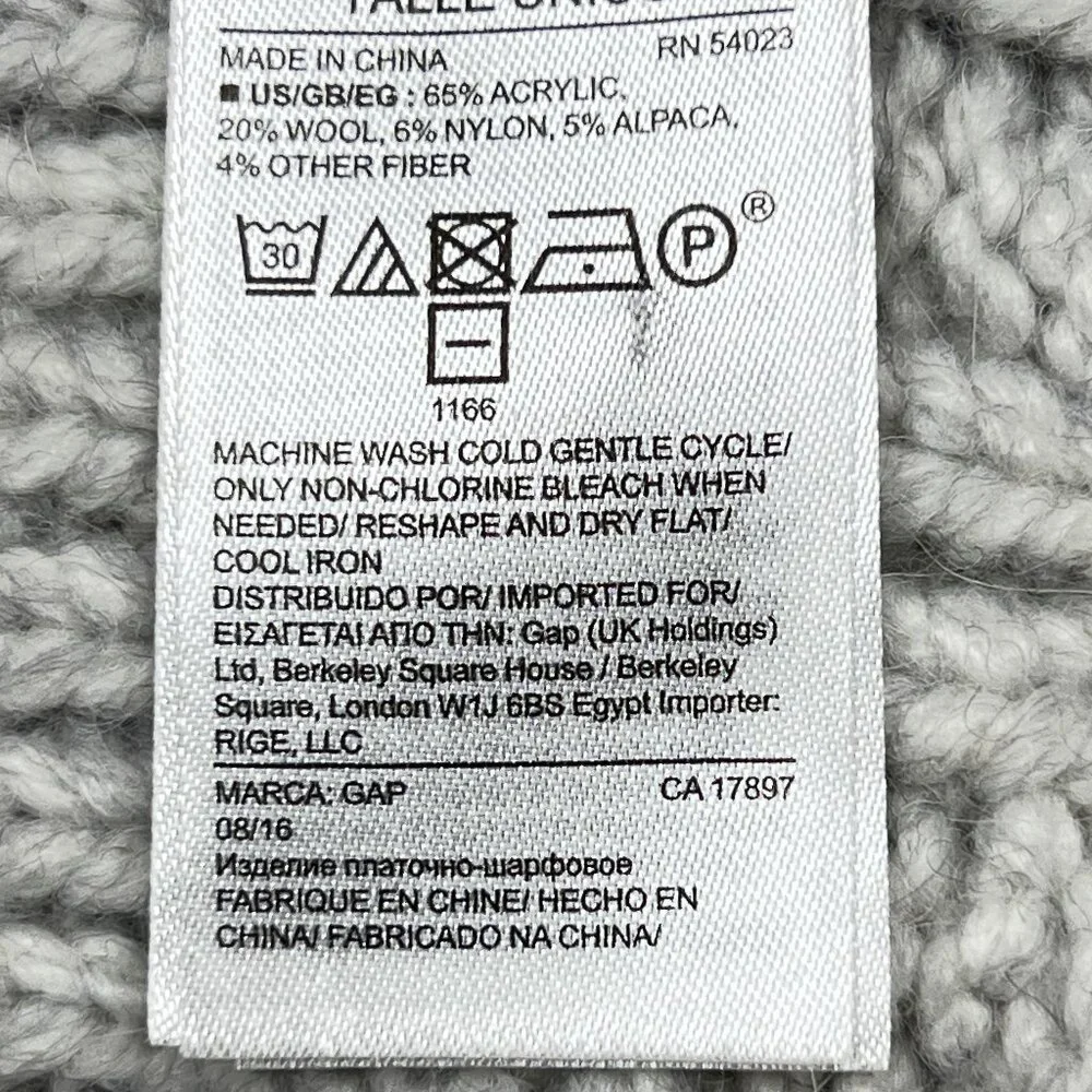 Fisherman Chunky Cable Knit Wool Alpaca Scarf in Light Grey Soft Unisex - NWOT